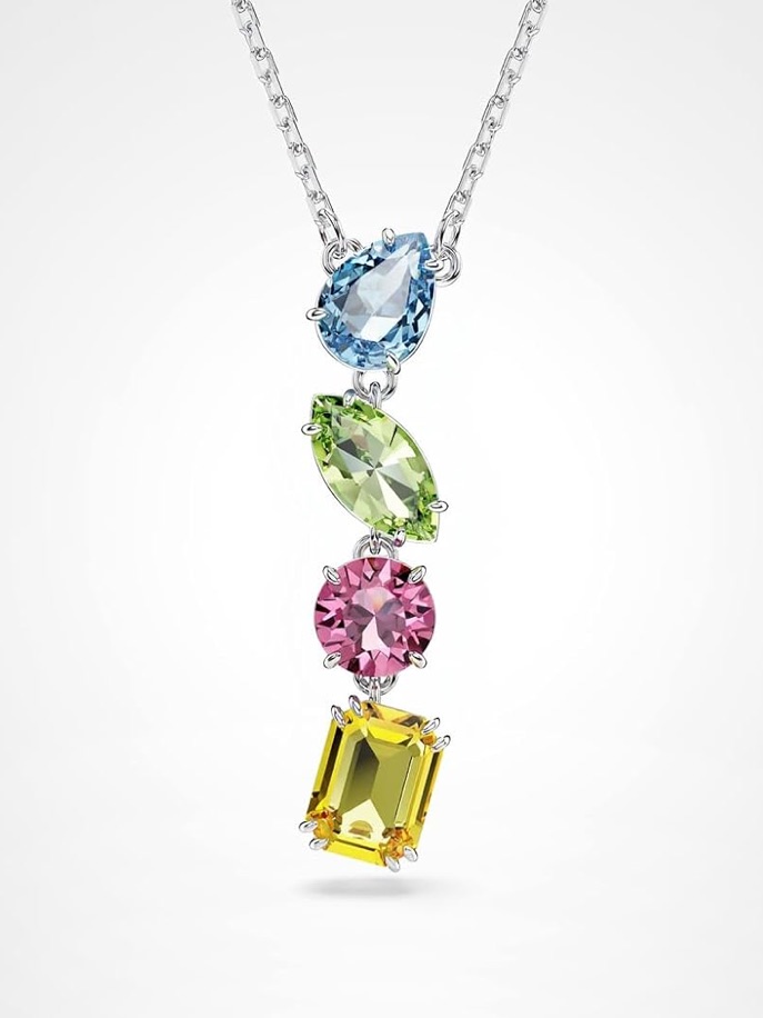 Swarovski Gema Y Pendant Crystal Drop Necklace - Blue, Green, Pink, Yellow - New